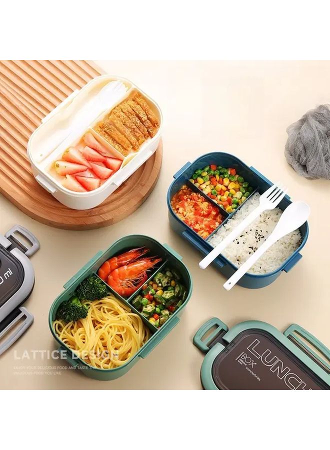 Green Microwave Safe Thermal Lunch Box 3 Compartment Leakproof Insulated For Office School Travel - Image 2